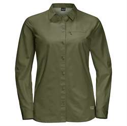 Jack Wolfskin Lakeside Roll-Up Shirt Women - Light Moss - Langærmet skjorte
