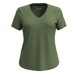 Smartwool Women's Active Ultralite V-Neck Short Sleeve Tee - Fern Green - T-shirt