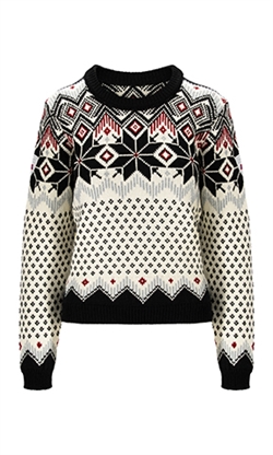 Dale of Norway Vilja Women’s Knit Sweater - Black Off / White Metal RedRose - Striktrøje 