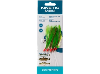 Kinetic Sabiki Rooster Tail Rig Green Copper Flash