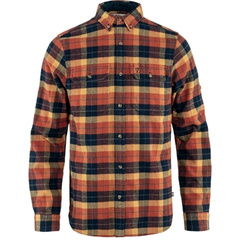 Fjällräven Singi Heavy Flannel Shirt - Autumn Leaf/Dark Navy - Herreskjorte