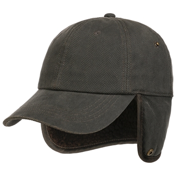 Stetson Herringbone Cap with Ear Flaps - Dark Olive - Kasket