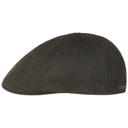 Stetson Herringbone Duck Flat Cap - Dark Olive - Sixpence