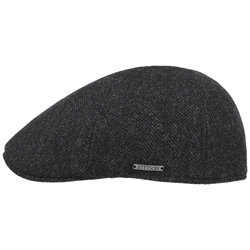 Stetson Texas Wool Herringbone Cap - Black/Grey