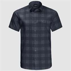 Jack Wolfskin Highlands Shirt Men - Night Blue Checks - Kortærmet skjorte
