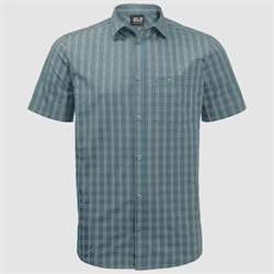 Jack Wolfskin Hot Springs Shirt Men - Teal Grey Checks - Kortærmet skjorte