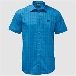 Jack Wolfskin Rays Stretch Vent Shirt Men - Blue Pacific Checks - Kortærmet skjorte