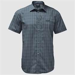 Jack Wolfskin Rays Stretch Vent Shirt Men - Stormy Grey Checks - Kortærmet skjorte