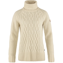 Fjällräven Övik Cable Knit Roller Neck Women - Chalk White