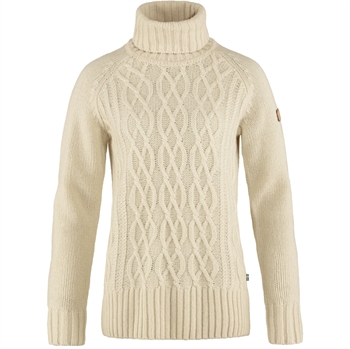 Fjällräven Övik Cable Knit Roller Neck Women - Chalk White
