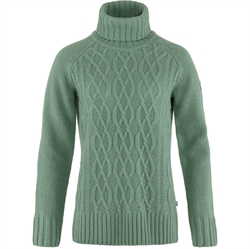 Fjällräven Övik Cable Knit Roller Neck Women - Patina Green