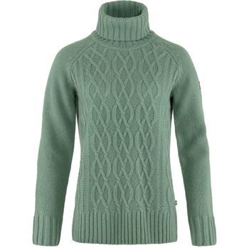 Fjällräven Övik Cable Knit Roller Neck Women - Patina Green