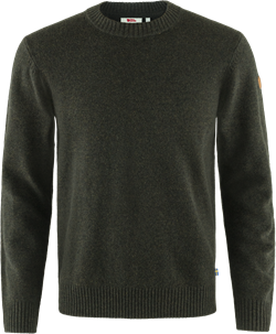 Fjällräven Övik Round-neck Sweater Men - Dark Olive - Herre uldstrik