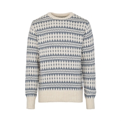 Fuza Wool Gorm Round Neck Sweater Men - White/Denim
