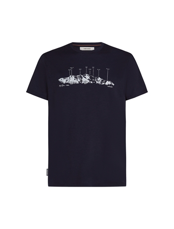 Icebreaker Men's Merino 150 Tech Lite SS Tee THE PEAKS - Midnight Navy - Kortærmet uldtrøje