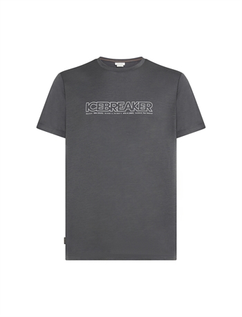 Icebreaker Men's Merino 150 Tech Lite SS Tee IB COORDINATES - Obsidian - Kortærmet uldtrøje