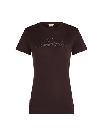 Icebreaker Women's Merino 150 Tech Lite SS Tee Sparkling Stars - Bittersweet - Kortærmet uldtrøje