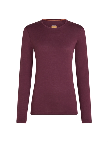 Icebreaker Women\'s Merino 200 Oasis LS Crewe - Dk Berry - Langærmet uldtrøje