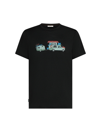 Icebreaker Men's Merino 150 Tech Lite SS Tee TRANSPORTAGE - Black - Kortærmet uldtrøje