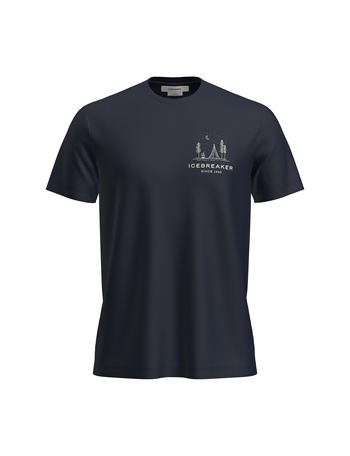 Icebreaker Men\'s Merino 150 Tech Lite SS Tee PEACEFUL PASS - Midnight Navy - Kortærmet uldtrøje
