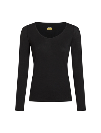 Icebreaker Women\'s Merino Blend 150 Siren LS Sweetheart - Black - Langærmet uld-undertrøje