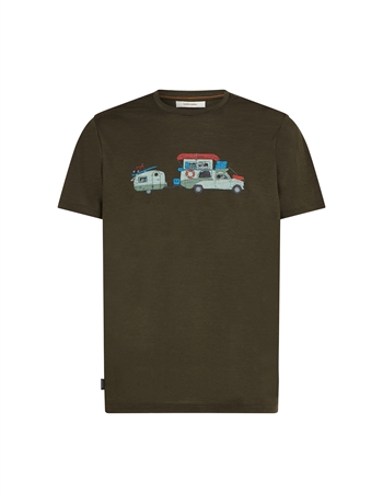 Icebreaker Men\'s Merino 150 Tech Lite SS Tee TRANSPORTAGE - Dk Loden - Kortærmet uldtrøje
