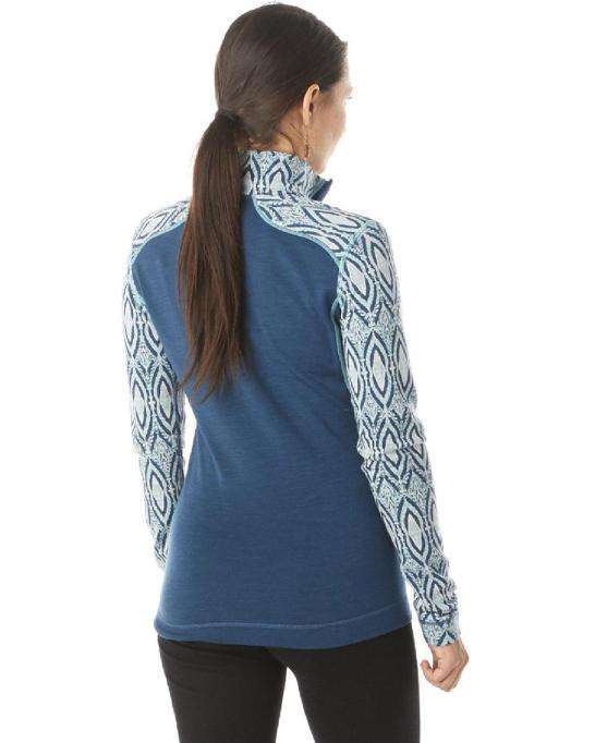 Smartwool Women's Merino 250 Baselayer Pattern 1/4 Zip [Nile Blue