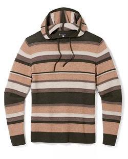 Smartwool Men's Sparwood Pattern Hoodie Sweater - Acorn Heather Stripe - Herrehoodie