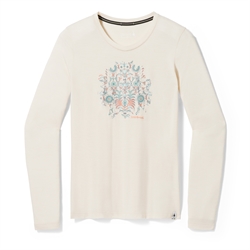Smartwool Floral Tundra Graphic Long Sleeve Tee Woman - Almond Heather - Langærmet trøje