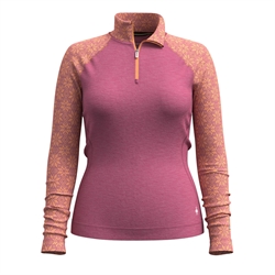 Smartwool Classic Thermal Merino Base Layer 1/4 Zip 250g Woman - Garden Pink Digi Snow