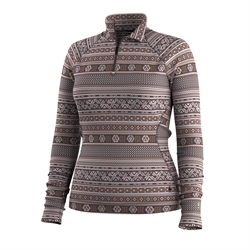 Smartwool Classic Thermal Merino Base Layer 1/4 Zip 250g Woman - Mocha Fair Isle Fun