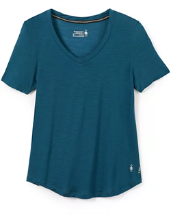 Smartwool Women's Merino Sport 120 Ultralite V-Neck Short Sleeve Tee - Twilight Blue - T-shirt