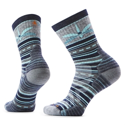 Smartwool Hike Targeted Cushion Dragon Stitch Mid Crew Socks Woman's - Deep Navy