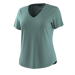 Smartwool Women's Active Ultralite V-Neck Short Sleeve Tee - Dusty Teal - T-shirt