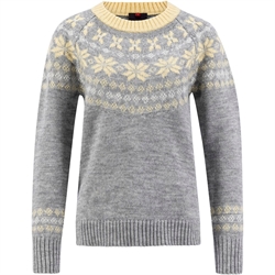 Ulvang Eio Sweater Women's - Grey Melange/Parsnip/Vanilla - Uldsweater